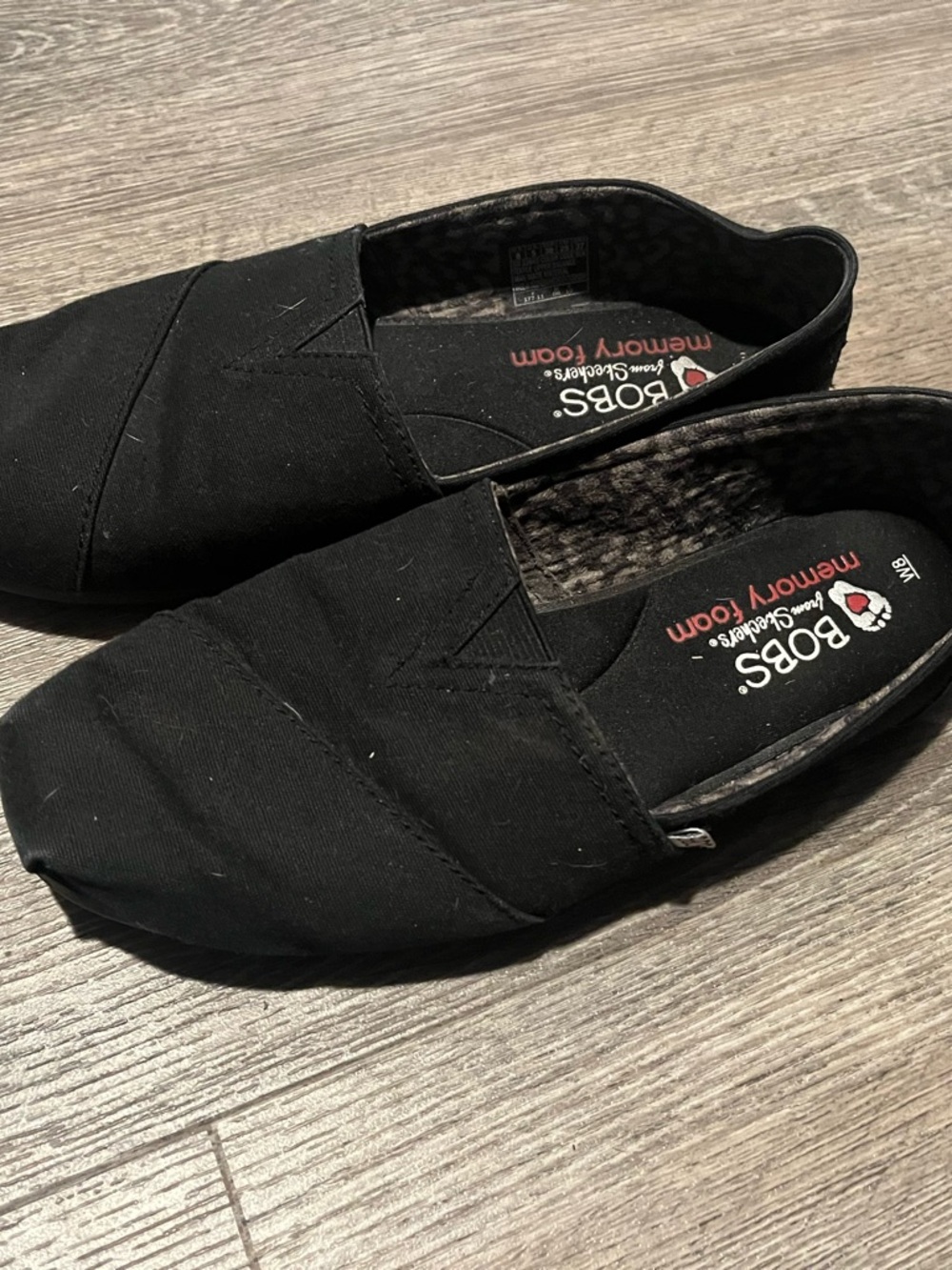 Skechers BOBS Women's Black Slip-On Canvas Flats